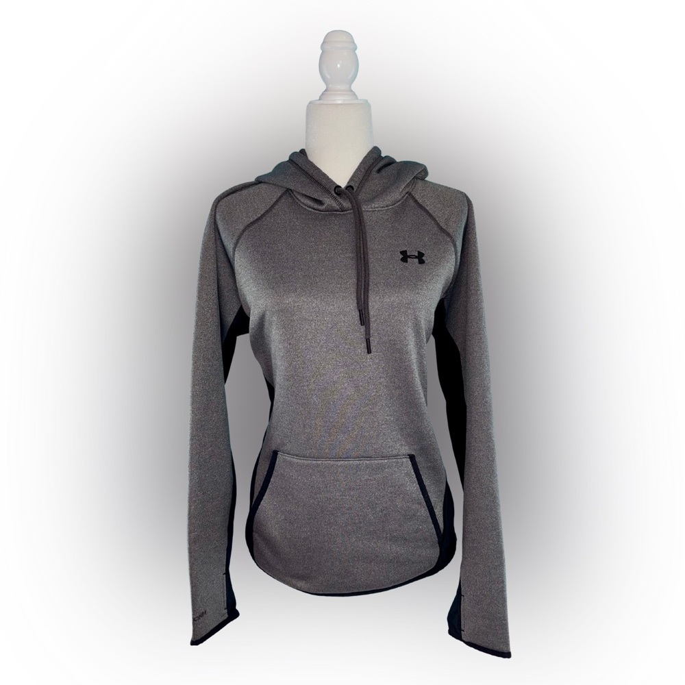 Under Armour ColdGear Hoodie Women’s Large Gray Performance Pullover Fleece Line